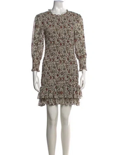 Pre-owned Veronica Beard Floral Print Mini Dress In White