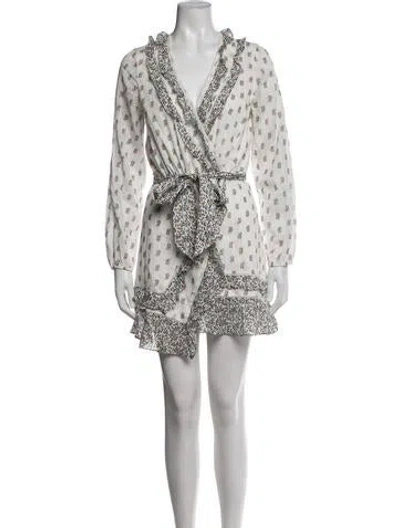 Pre-owned Veronica Beard Floral Print Mini Dress In White