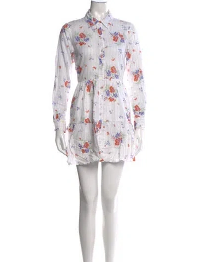 Pre-owned Veronica Beard Floral Print Mini Dress In White