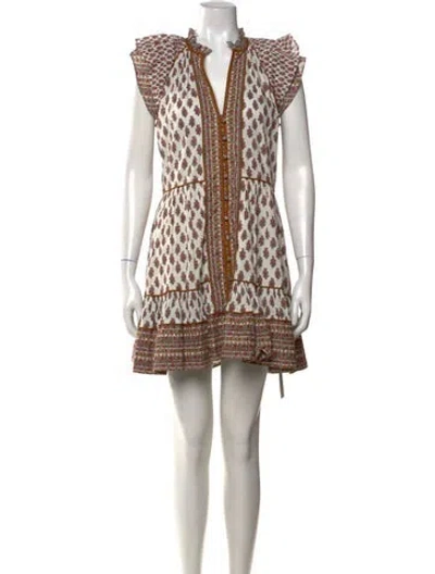 Pre-owned Veronica Beard Floral Print Mini Dress In White