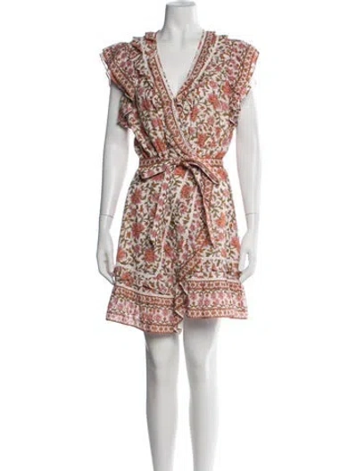 Pre-owned Veronica Beard Floral Print Mini Dress In White