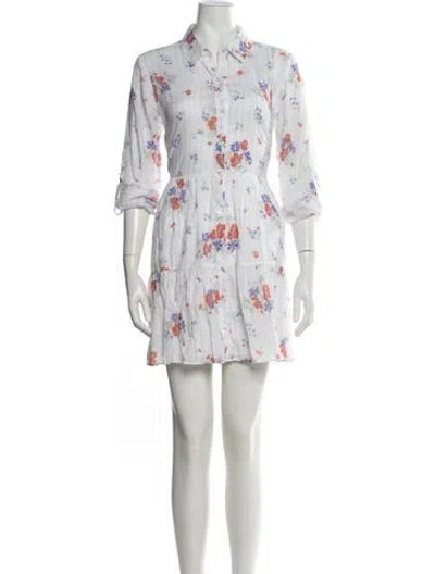 Pre-owned Veronica Beard Floral Print Mini Dress In White