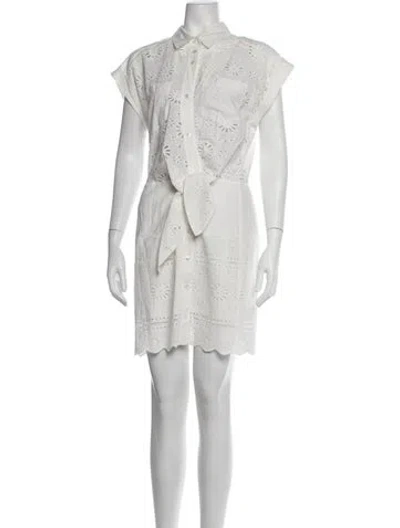 Pre-owned Veronica Beard Floral Print Mini Dress In White