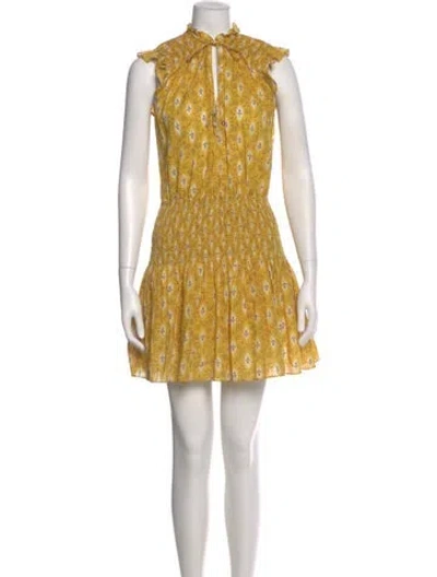 Pre-owned Veronica Beard Floral Print Mini Dress In Yellow