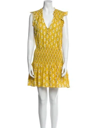 Pre-owned Veronica Beard Floral Print Mini Dress In Yellow