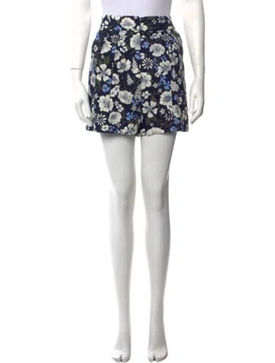 Pre-owned Veronica Beard Floral Print Mini Shorts In White