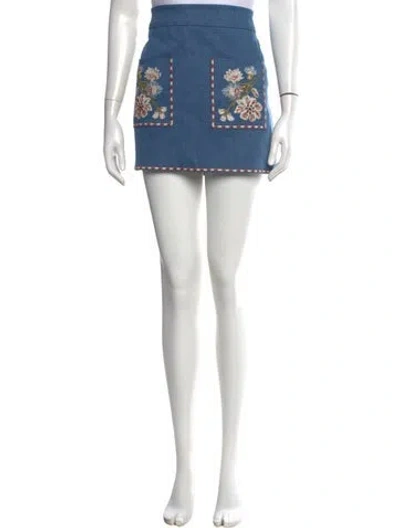 Pre-owned Veronica Beard Floral Print Mini Skirt In Blue