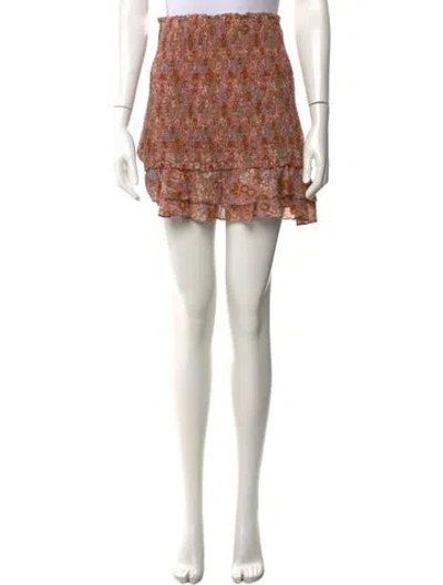 Pre-owned Veronica Beard Floral Print Mini Skirt In Brown