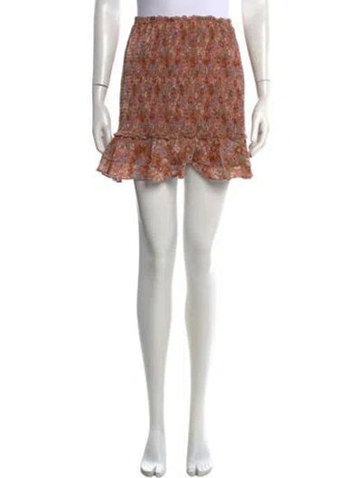 Pre-owned Veronica Beard Floral Print Mini Skirt In Brown