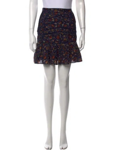 Pre-owned Veronica Beard Floral Print Mini Skirt In Burgundy