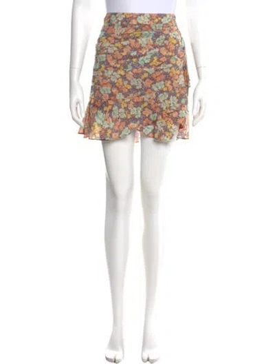 Pre-owned Veronica Beard Floral Print Mini Skirt In Orange