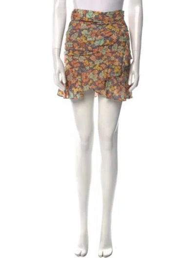 Pre-owned Veronica Beard Floral Print Mini Skirt In Orange