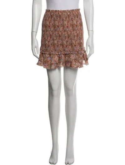 Pre-owned Veronica Beard Floral Print Mini Skirt In Orange