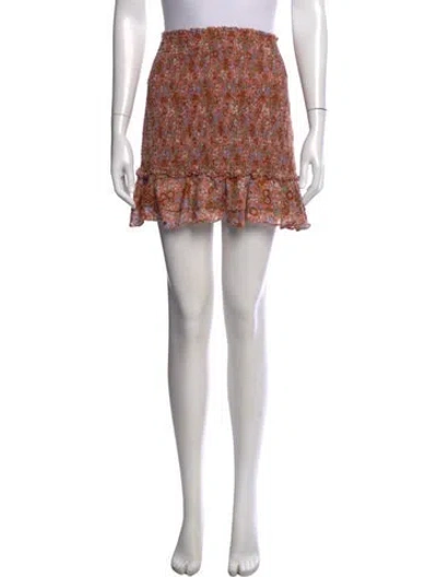 Pre-owned Veronica Beard Floral Print Mini Skirt In Orange