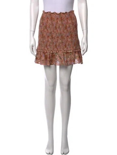 Pre-owned Veronica Beard Floral Print Mini Skirt In Orange