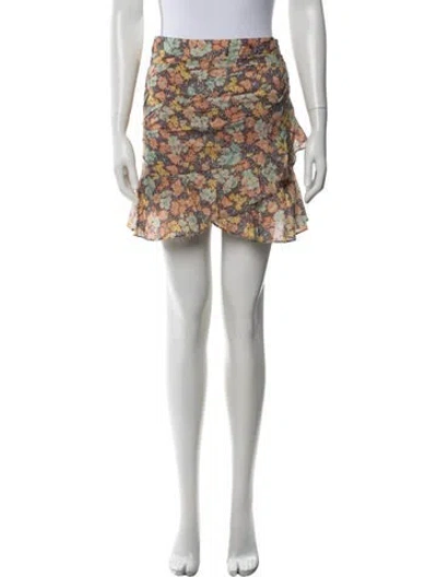 Pre-owned Veronica Beard Floral Print Mini Skirt In Orange