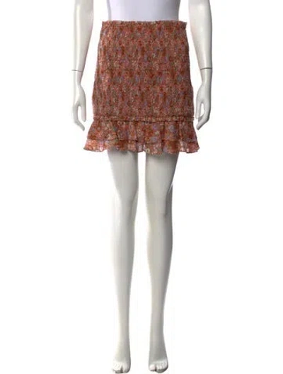Pre-owned Veronica Beard Floral Print Mini Skirt In Orange