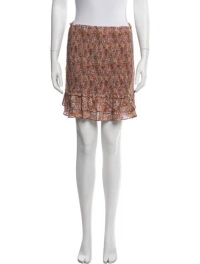 Pre-owned Veronica Beard Floral Print Mini Skirt In Orange
