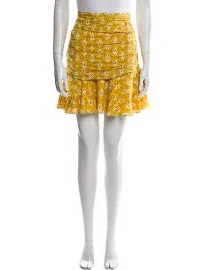 Pre-owned Veronica Beard Floral Print Mini Skirt In Yellow