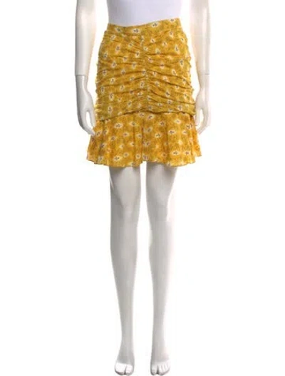 Pre-owned Veronica Beard Floral Print Mini Skirt In Yellow
