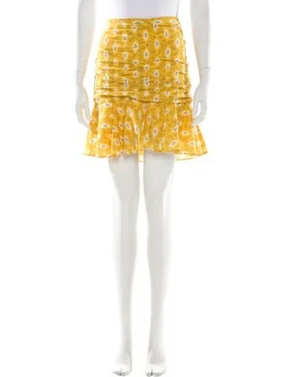 Pre-owned Veronica Beard Floral Print Mini Skirt In Yellow