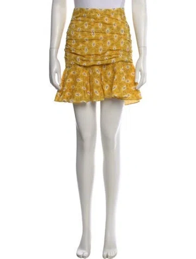 Pre-owned Veronica Beard Floral Print Mini Skirt In Yellow