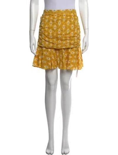 Pre-owned Veronica Beard Floral Print Mini Skirt In Yellow