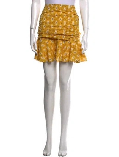 Pre-owned Veronica Beard Floral Print Mini Skirt In Yellow