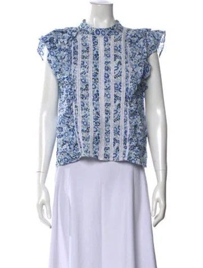 Pre-owned Veronica Beard Floral Print Mock Neck Blouse In Multi