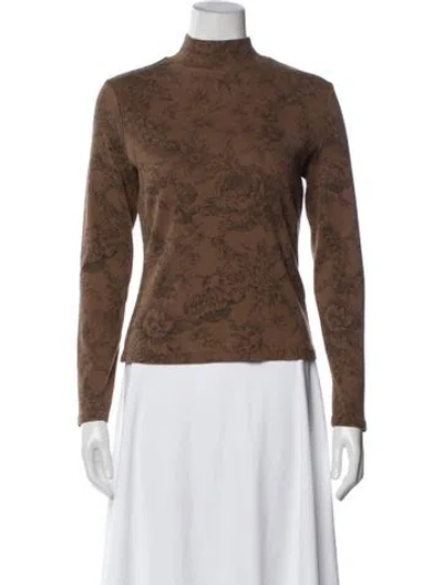Pre-owned Veronica Beard Floral Print Mock Neck Top In Brown