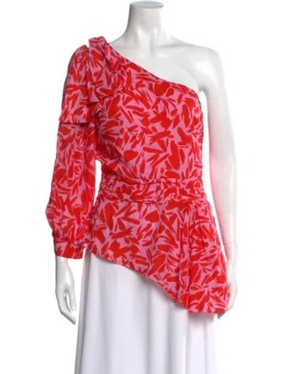 Pre-owned Veronica Beard Floral Print One-shoulder Blouse In Multi