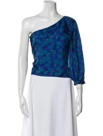 Pre-owned Veronica Beard Floral Print One-shoulder Blouse In Multi