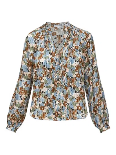 VERONICA BEARD FLORAL-PRINT PLEATED BLOUSE