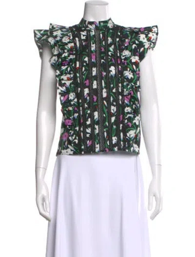 Pre-owned Veronica Beard Floral Print Sleeveless Top In Black