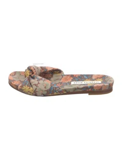 Pre-owned Veronica Beard Floral Print Slides In Neutrals