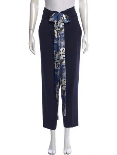 Pre-owned Veronica Beard Floral Print Straight Leg Pants In Blue