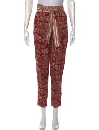 Pre-owned Veronica Beard Floral Print Straight Leg Pants In Red