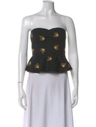 Pre-owned Veronica Beard Floral Print Strapless Top In White