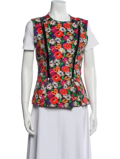 Pre-owned Veronica Beard Floral Print Vest In Black