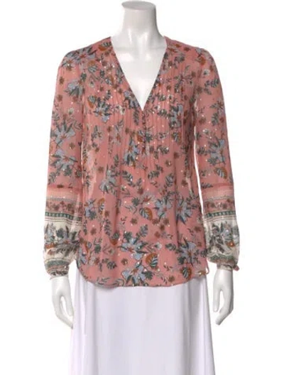 Pre-owned Veronica Beard Floral Print V-neck Blouse