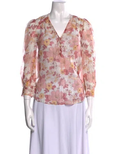 Pre-owned Veronica Beard Floral Print V-neck Blouse