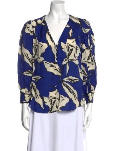 Pre-owned Veronica Beard Floral Print V-neck Blouse