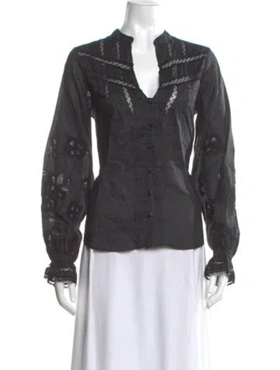 Pre-owned Veronica Beard Floral Print V-neck Blouse In Black