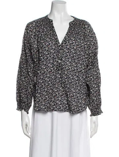 Pre-owned Veronica Beard Floral Print V-neck Blouse In Black