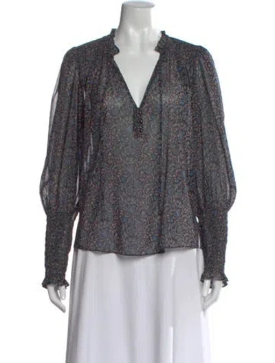 Pre-owned Veronica Beard Floral Print V-neck Blouse In Black