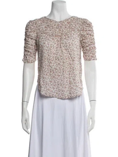 Pre-owned Veronica Beard Floral Print V-neck Blouse In Green