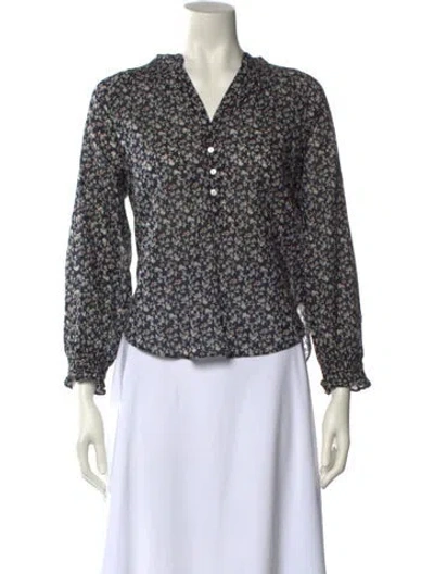 Pre-owned Veronica Beard Floral Print V-neck Blouse In Multi