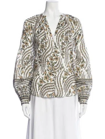 Pre-owned Veronica Beard Floral Print V-neck Blouse In Multi