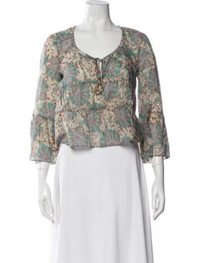 Pre-owned Veronica Beard Floral Print V-neck Blouse In Multi