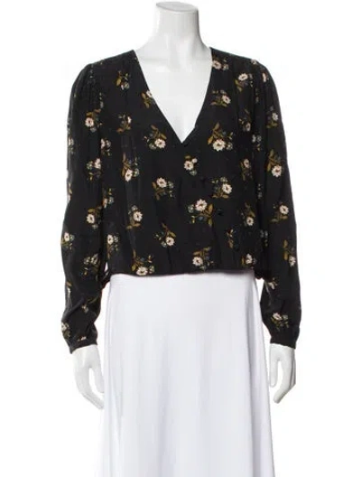 Pre-owned Veronica Beard Floral Print V-neck Blouse In Multi